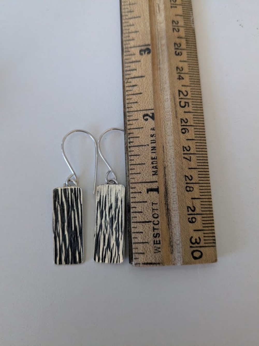 Minimalist Sterling Silver Rectangular Drop Earrings by Saucy Jewelry